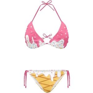 Women's Triangle Bikini Sets Tie Side Halter Bikini Sexy Bikini Set Bathing Suit Oversized Bandeau Swimsuits XS-2XL (Medium, Ice Cream)