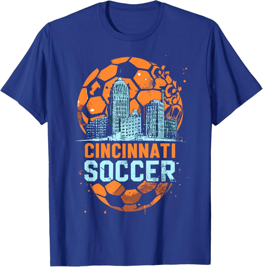 Cincinnati Soccer City Skyline Cool Cincy 513 T-Shirt