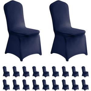 LZY 20pcs Spandex Chair Cover Stretch Slipcovers for Wedding Party, Dining Banquet Chair Decoration Covers (Navy, 20)