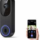 Orbitell Wireless Wi-Fi Video Doorbell Camera with Two Way Audio, AI Motion Detection, Night Vision and Cloud Storage, 2.4G Wi-Fi only, Indoor/Outdoor, IP65 Weather Resistant (Black-NoChime)