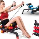 Foldable Back Extension Machine Home Gym Sit Up Machine for Glute & Ab Workouts Squat Machine for Home Gym Back Exercise for Lower Back Training with Resistance Bands (130 Style)