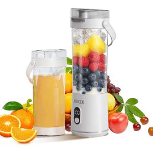 Portable Personal Electric USB Juicer600ML Mini Blender Portable Blender For Shakes and Smoothies juice12 Blades Great for MixingCompactConvenient and Versatile (white)