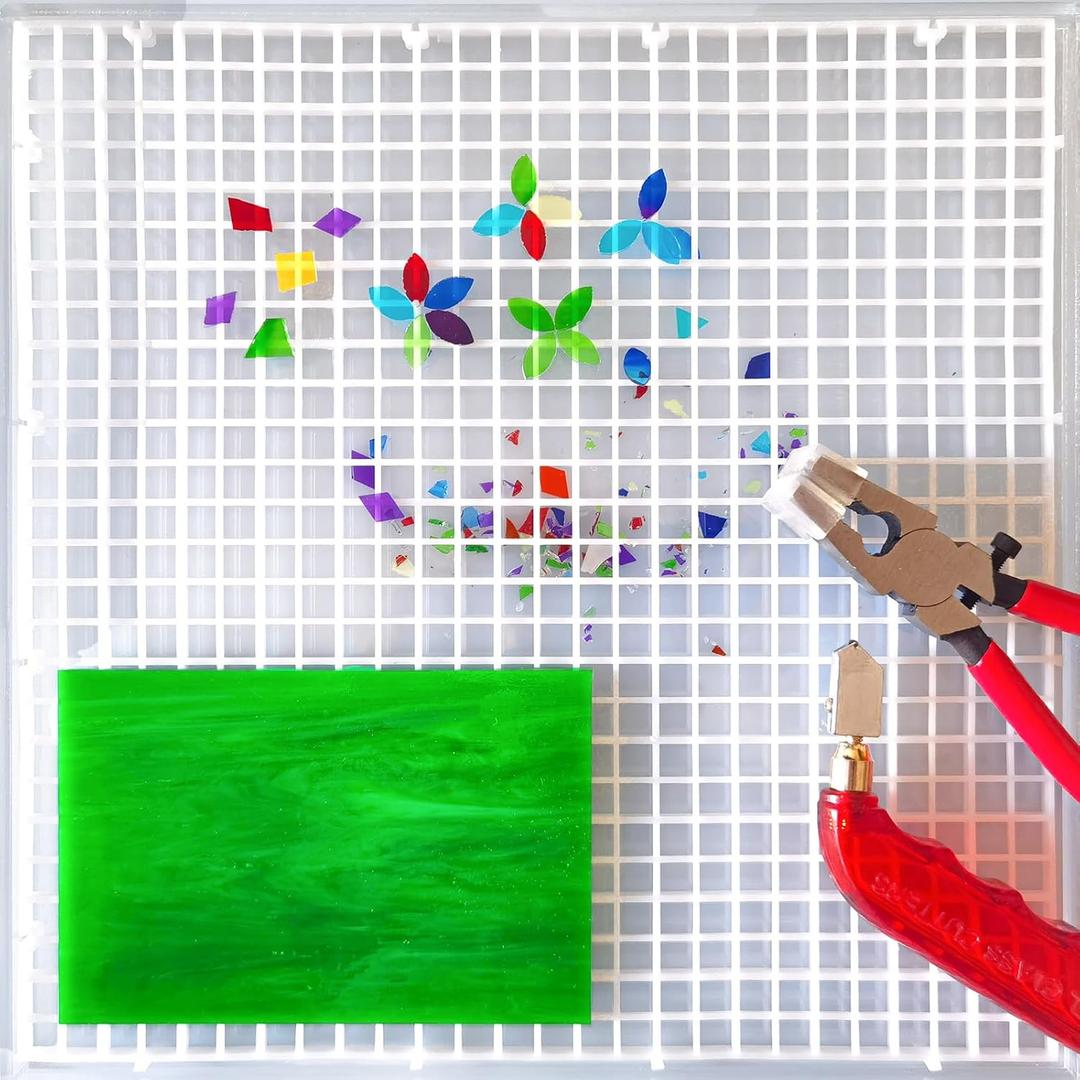 Stained Glass Cutting Mat with Tray 12"x12", Stained Glass Supplies, Suitable for Cutting Glass and Cutting Mats for Crafts