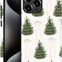 Case for iPhone 15 Pro Max - Slim Fit Anti-Scratch Phone Case for Girl Women - Christmas Tree Green Pattern (Frosted)