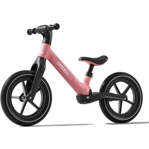Ridego 14 Inch Balance Bike for Kids 36 Years, Lightweight Toddler Bike with Air Rubber Tires, Adjustable Seat, Durable Push Bicycle Gift for Boys & Girls (Pink)