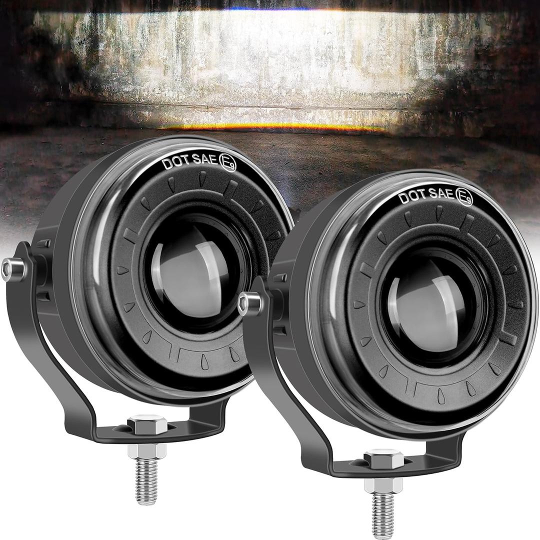 3.5 Inch Round LED Pod Lights, Anti-Glare Off Road Fog Driving Light, Spot Lights for Trucks Golf Cart ATV UTV 4x4 Pickup SUV Motorcycle Trailer (Pack Of 2)