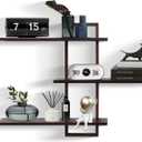 PHOENANCEE 3 Tier Wall Shelves, Decorative Floating Shelf for Wall ,Plants Photo Shelf Storage Display Shelving Wood for Living Room Bedroom Kitchen Home Office Decor,Modern,Large,22 Inch(Walnut
