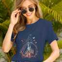 Magic Castle Shirt for Women Cute Magic Kingdom Graphic Print Holiday Vacation Weekend Tee Tops (XL)