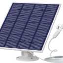 Solar Powered Security Camera Panel with Wall Mount, 5W, 9.8ft Cable, IP65 Waterproof, USB-C Compatible (1 Pack)
