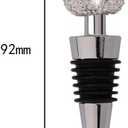 2 pack GSRYPC Bling Bling Decorative Crystal Diamond Wine Stopper,Zinc Alloy Silicone Crystal Wine Toppers Stopper Wine Set Accessories For Gifts, Bar, Holiday Party, Wedding（Silver+pink)