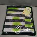 Halloween Black and White Striped Blazer Suit for Men Tie Shirt Green Face Sticker Outfit Costume (L)