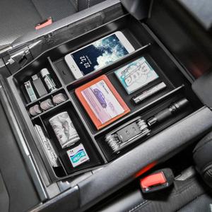 Center Console Organizer Tray Compatible with 2021 2022 2023 2024 Ford F150 Accessories, Console Organizer Armrest Tray Container Secondary Storage Box (Full Console w/Bucket Seats ONLY) (Black)