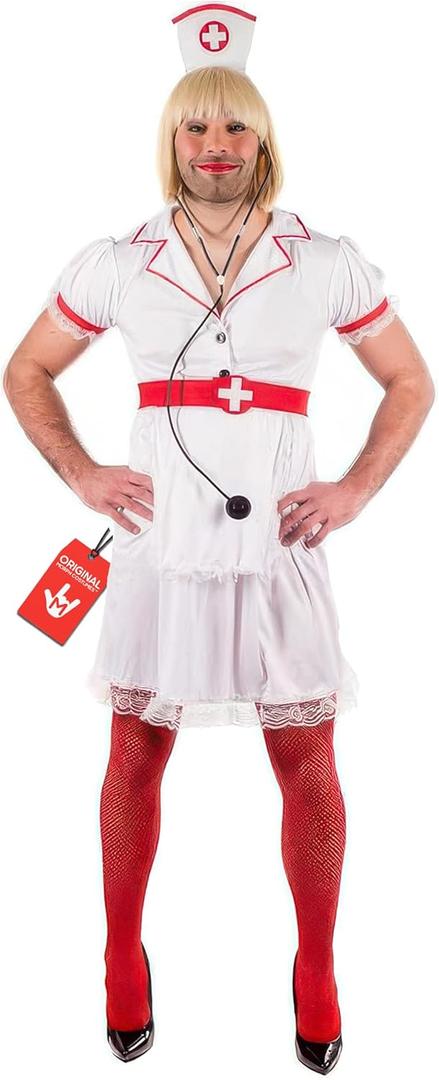 fun shack Nurse Costume for Men | Male Nurse Outfit | Adult Doctor Costume | Funny Medical Attire for Men (X-Large, White)