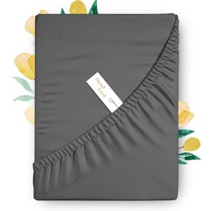 Carressa Linen 100% Cotton King Size Fitted Sheet Only - 800 Thread Count King Fitted Sheet Cotton, Luxuriously Soft, Cooling 16" Deep Pocket Sateen Weave Bottom, Luxury Hotel Quality - Dark Grey (Graphite Gray)