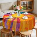 Eikione 70In Round Tablecloths Stain Resistant Tablecloth Wrinkle Free Circle Table Clothes,Washable Reusable Polyester Table Covers (Rainbow 70In)