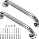 Shower Grab Bar, 2 Pack 12 Inch Bathroom Grab Bar, 1.25" Diameter 304 Stainless Steel Anti-Slip Grab Bars for Bathtubs and Showers, Handicap Shower Grab Bar for Seniors Elderly (Silver)