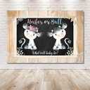 MEHOFOND 7x5ft Cow Gender Reveal Backdrop Heifer or Bull Girl or Boy Floral Retro Rustic Wood Lace Farm Photography Background Party Banner Cake Table Decoration Photobooth Prop