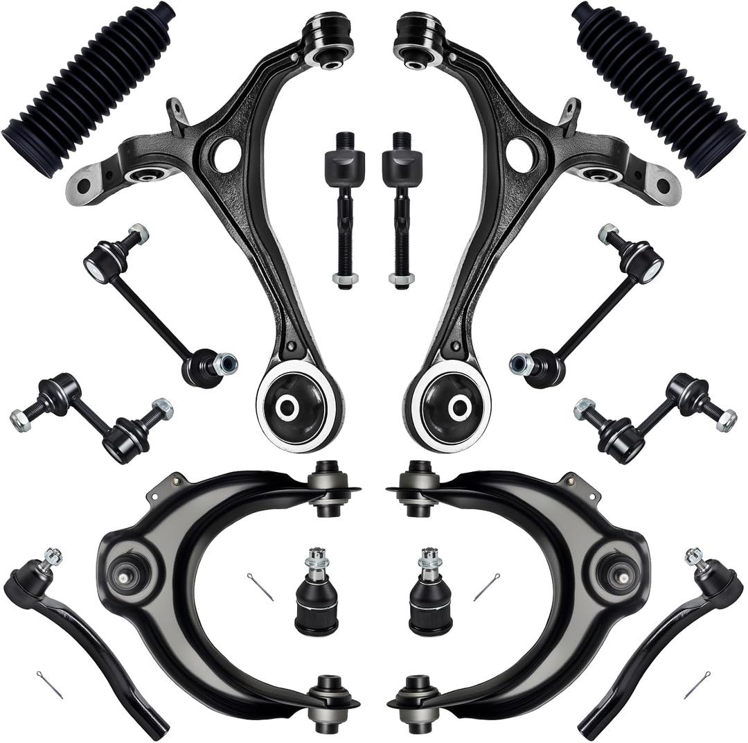 AUQDD 16Pcs Front End Suspension Kit Fit For 2003-2007 Ho-nda Accord w/2.4L, Control Arm, Ball Joint, Sway Bar Link, Outer Inner Tie Rod End (# K640289 K620616 K80228 K90660 K90342 EV80210 ES80287)