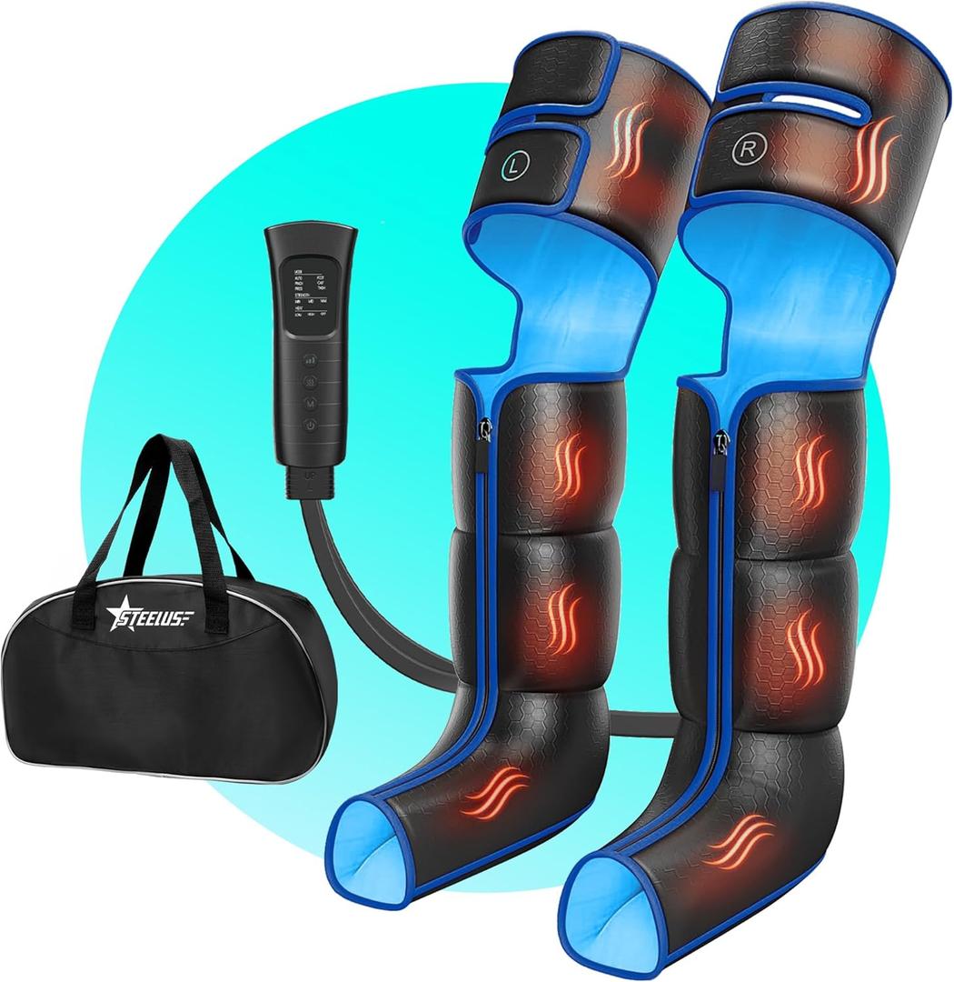 Leg Massager with 3 Level Heat, Air Compression Massager, 6 Modes & 3 Intensities for Foot, Calf & Thigh Muscles Relaxation
