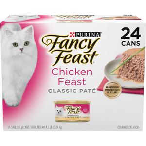 Fancy Feast Chicken Feast Classic Pate Collection Grain Free Wet Cat Food Multi-Pack - (Pack of 24) 3 oz. Pull-Top Cans (EXP 03/31/28)