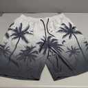 Mens Swim Trunks Quick Dry Board Shorts with Mesh Lining, Breathable Fit Hawaii Beach Shorts Swimwear Bathing Suits (3X-Large, Black Grey Palm)