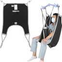 Patient Lift Divided Leg Sling with Lower Back, Lift Sling for Transfer and Positioning and Lifting, 500lb Weight Capacity (Large-Black)