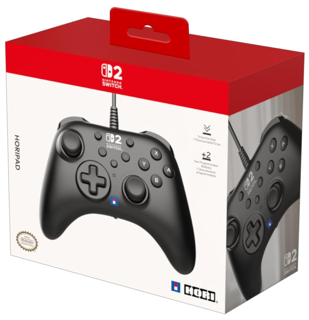 HORI - HORIPAD Turbo Wired Controller (Black) for Nintendo Switch 2/PC - Officially Licensed by Nintendo