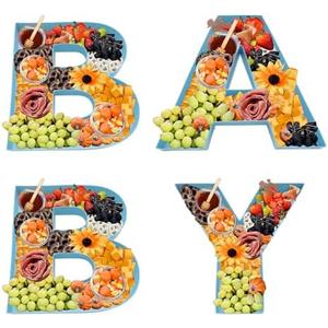 12" Cardboard Letter Shaped Mache Decorative Strawberries Fillable Sweets Candy Container Box (Blue BABY)