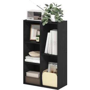 Furinno LUDER Book Shelf, 5-Cube Bookshelf, Reversible Bookcase, 9.4 x 19.5 x 31.5, Easy Assembly, for Living Room, Bedroom, Home Office, Blackwood