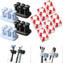 Silicone Toothbrush Holders - with Adhesive Tape Made of 3M (6Pcs) - Waterproof Double Hook - Wall Mount for Keys, Plugs - Bathroom, Kitchen, Living Room, Office 4Pcs