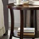 Roundhill Furniture Perth Contemporary Round End Table with Shelf, Espresso