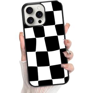 KANGHAR for iPhone 16 Pro Max Case Checkered Anti-Skid Aesthetic Cute Pattern Magnetic [Compatible wth Magsafe] + Screen Protector Slim Shockproof Full Body Protection for Girls Women