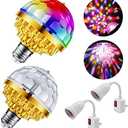 MIKWOAB 2 Pack Colorful Magic Rotating Ball Light, LED Plug in Disco Ball Light, RGB Disco Light Bulb, Party Lights Dj Disco Lights with Sockets for Home Room Dance Parties Bar Karaoke