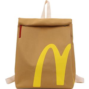 Funny Retro Paper Bag Casual Canvas Backpack Classic Large Capacity Bag Personalized Shoulder Casual Canvas Backpack
