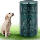 Round Outdoor 10 Gallon Capacity Trash Can with Lid for Dog Waste Station - Rust Free UV Powder Coated - Designed to Mount on Any Post or Wall(Green)