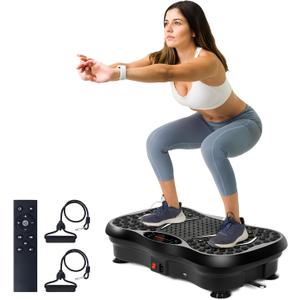 Vibration Plate Exercise Machine, Vibration Platform for Lymphatic Drainage Full Body, 99 Speed Levels, 5 Workout Modes & Resistance Bands, Home Gym Equipment for Shaping, Toning & Weight Loss (Black)