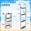Folding 4 Step Boat Ladder, Heavy Duty 304 Stainless Steel Transom Boarding Swim Platform Ladder with Non Slip Steps, 400 lb Capacity, Corrosion Resistant Ladders for Pontoon, Yacht