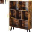 LEYAOYAO Cube Bookshelf 3 Tier Mid-Century Rustic Brown Modern Bookcase with Legs,Retro Wood Bookshelves Storage Organizer Shelf,Freestanding Open Book Shelves for Bedroom,Living Room,Office