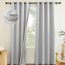 NICETOWN Full Shading Curtains 90 inches Long 2 Panels Set for Windows, Super Heavy-Duty Black Lined Blackout Curtains for Bedroom, Privacy Assured Window Treatment (Grey, Pack of 2, 52 inches W)