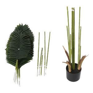 YUYTE Artificial Palm Tree Lifelike Faux Potted Tropical Plant with Cement Weighted Plastic Pot for Living Room Office Bedroom (1.8m)