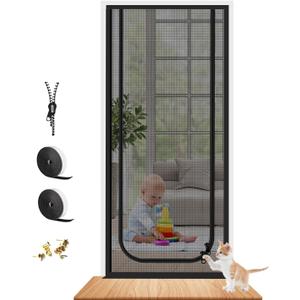 Dixutzi Reinforced Cat Screen Door Fits Door Size 36''x 80'', Heavy Duty Pets Proof Screen Door with Zipper, Prevent Dogs Cats Running Out from Home (Black)