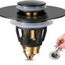 Tgosomt Bathroom Sink Stopper, Bathroom Sink Drain Strainer, Revolutionary Bathroom Accessories and Essentials (Matte Black) (1 Pack)