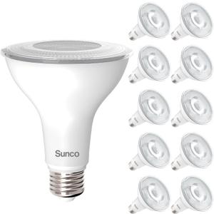Sunco 10 Pack PAR30 Long Neck LED Bulb, Indoor/Outdoor Flood Light, 11W (75W Equivalent), 850 Lumen, 6000K Daylight Deluxe, Dimmable, E26 Base, IP65 Waterproof, UL Certified