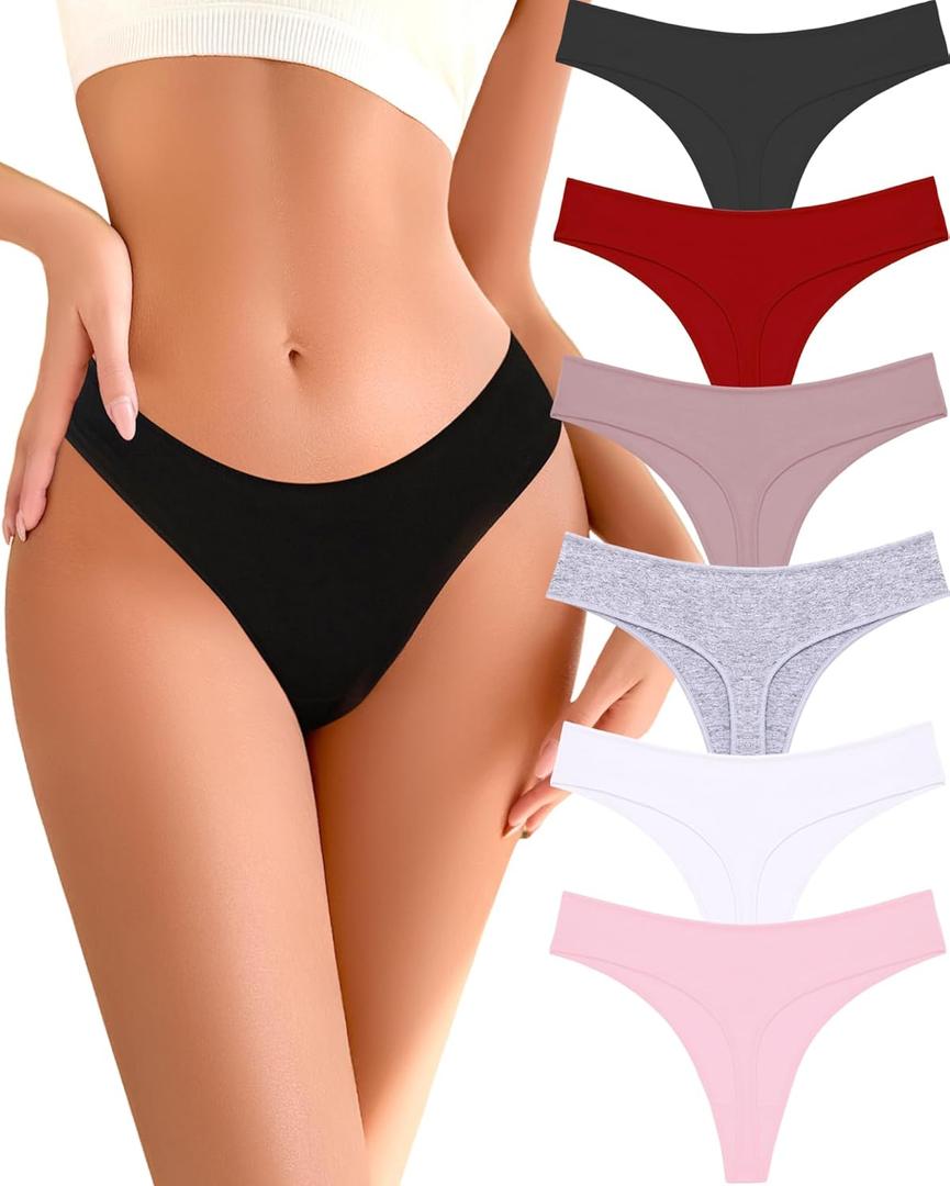 READY TO LOVE Cotton Underwear for Women Pack Breathable Thongs for Women Sexy Stretch Soft Womens Panties Thong (S)