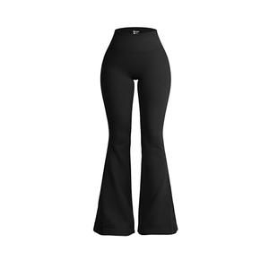 OQQ Women's Flared Pants High Waisted Yoga Leggings Stretchy Bell Buttom Wide Leg Black S