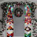 Jetec 2 Pieces Lighted Gnome Christmas Banner Decorations Outdoor Xmas Hanging Porch Signs Banner Winter Holiday Door Banner with Light Strings for Yard Front Door Home Garage Wall Decor