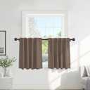 PONY DANCE Small Blackout Curtains for Kitchen Windows, Short Drapes for Bathroom, Thermal Insulated Window Curtains Tiers for Basement, W 29 x L 36, Mocha, 1 Pair