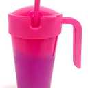 Mainstays 24 oz Plastic Snack Tumbler with Straw, Green, Color Changing, Includes Snack Compartment with Lid