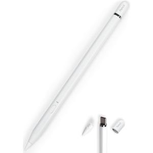 Pencil 1st Gen (USB-C) for iPad 2018-2026: All-Aluminum Stylus, Bluetooth Shortcuts, Plug&Charge, Tilt Sensitivity&Palm Rejection for iPad 6-11&Mini 5-7, Air 3-5/M2/M3, Pro 11-13"(M4/M5)White