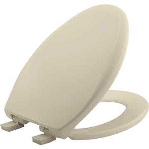 Mayfair Aurora Slow Close Toilet Seat, Easy Clean Hinges and Adjustable Perfect Fit Plastic Seat, Made in USA, Elongated, Bone